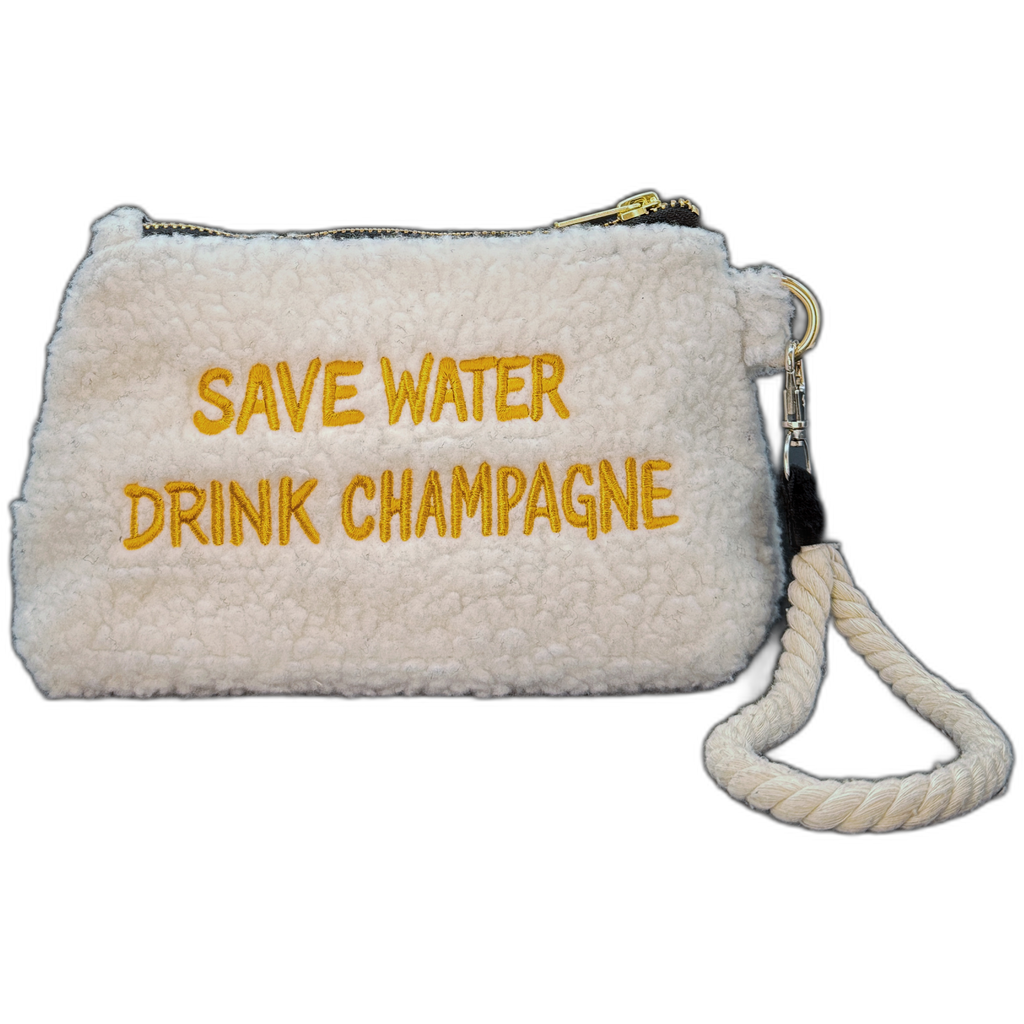 Pochette Sherpa Bianca – Save water drink champagne