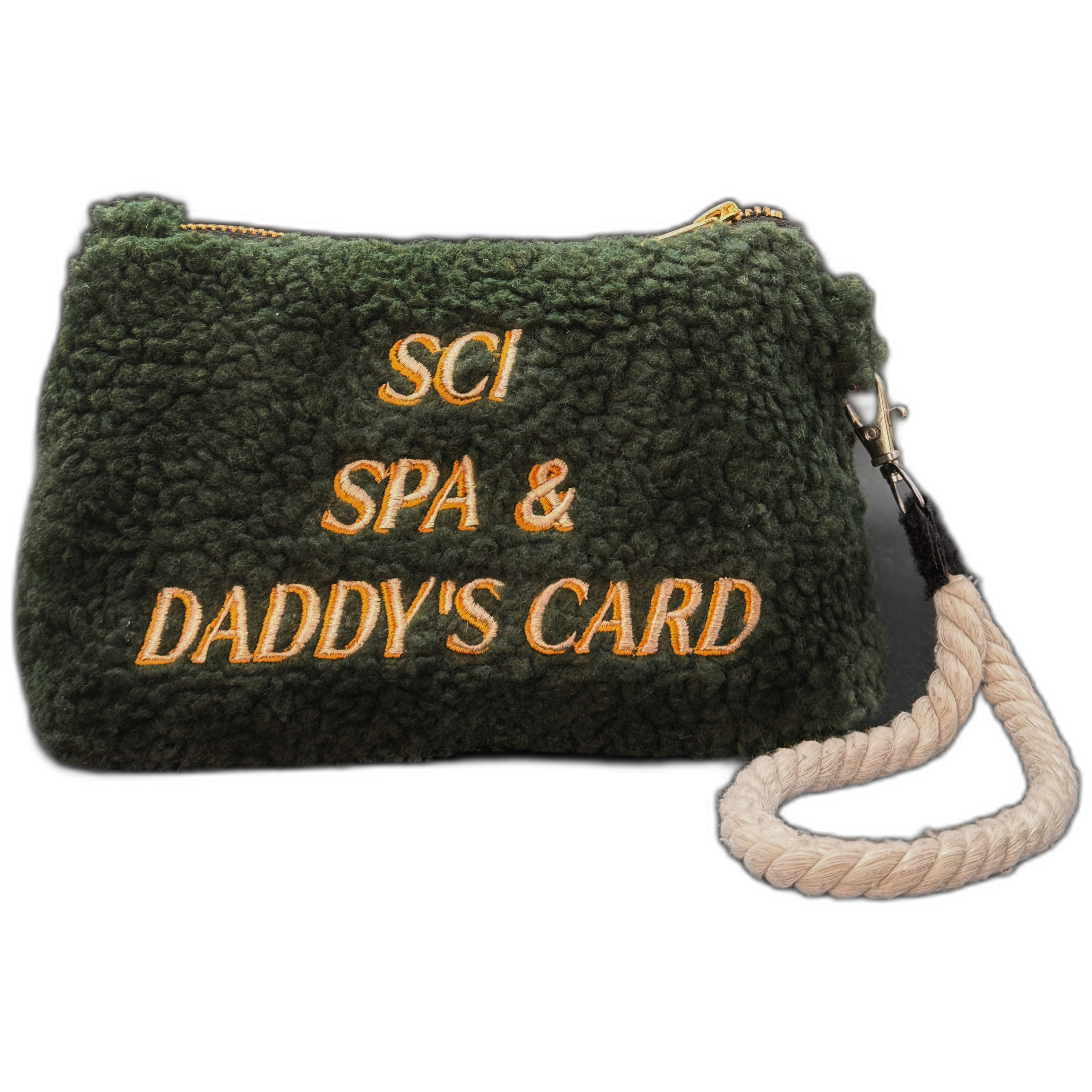 Pochette Sherpa Verde – Sci, Spa & Daddy’s Card