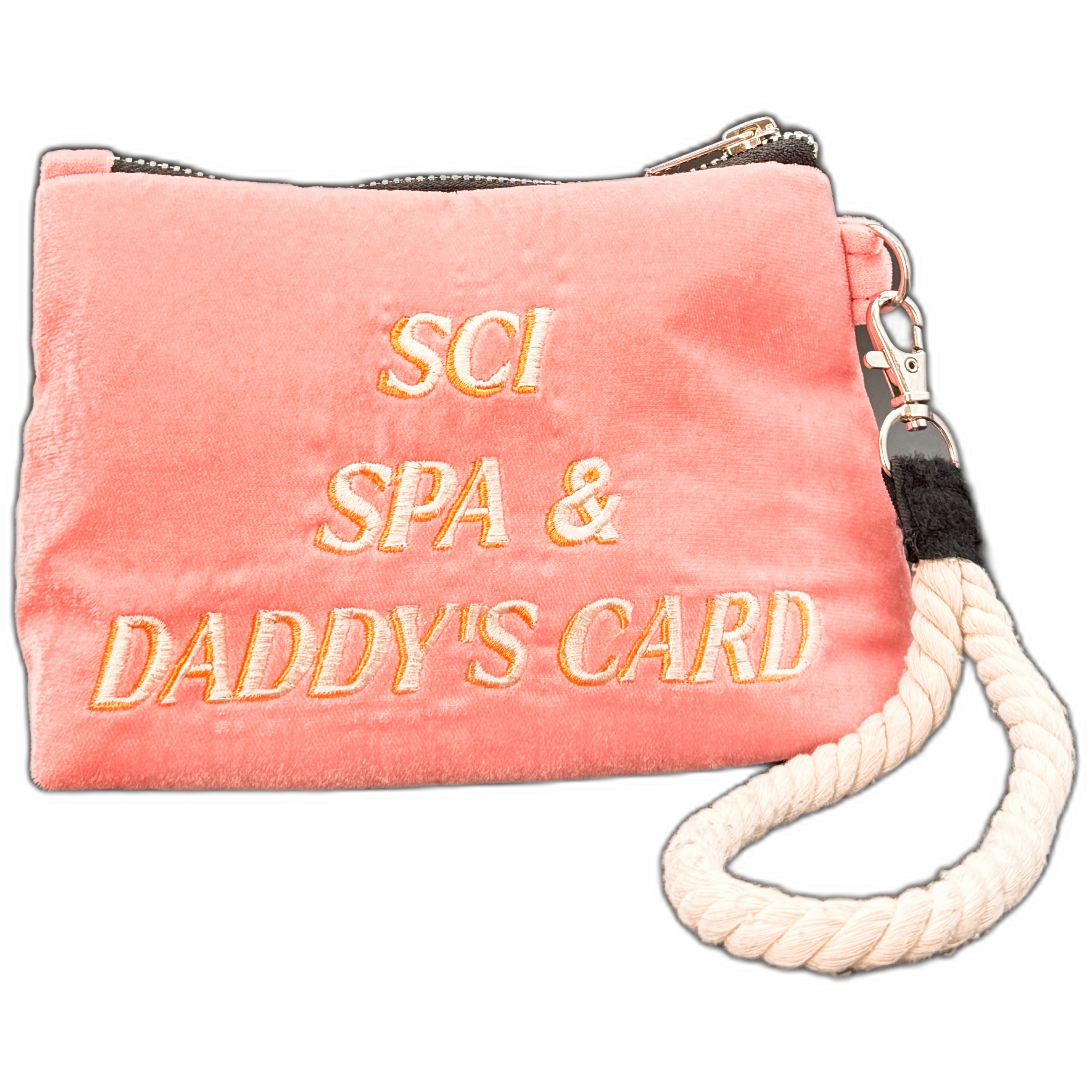 Pochette Cinglia Rosa – Sci, Spa & Daddy’s Card